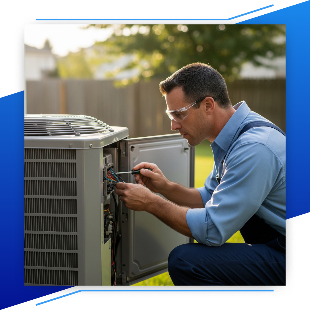 Man repairing an AC unit