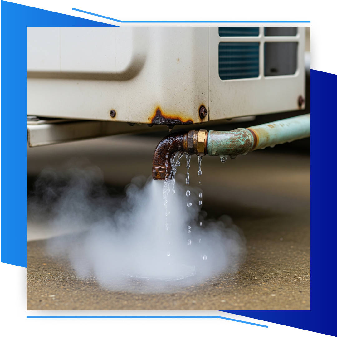 AC unit with a busted refrigerant